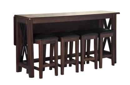 Carmina 5 Piece Drop Leaf Counter Set (Table + 4 Chairs)