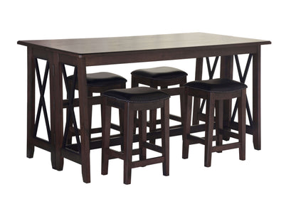 Carmina 5 Piece Drop Leaf Counter Set (Table + 4 Chairs)