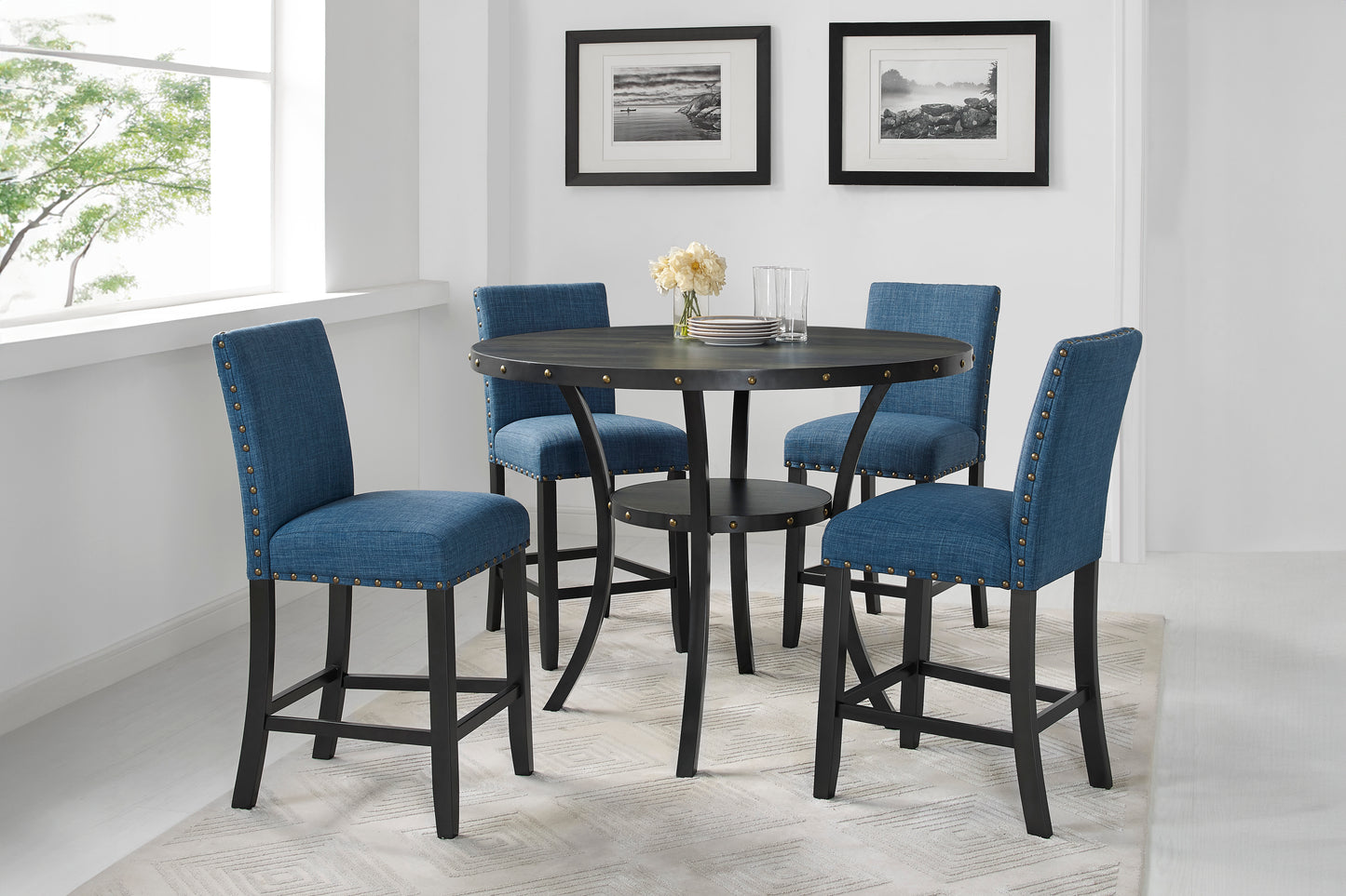 Crispin Marine Blue Counter Chair (Set of 2)