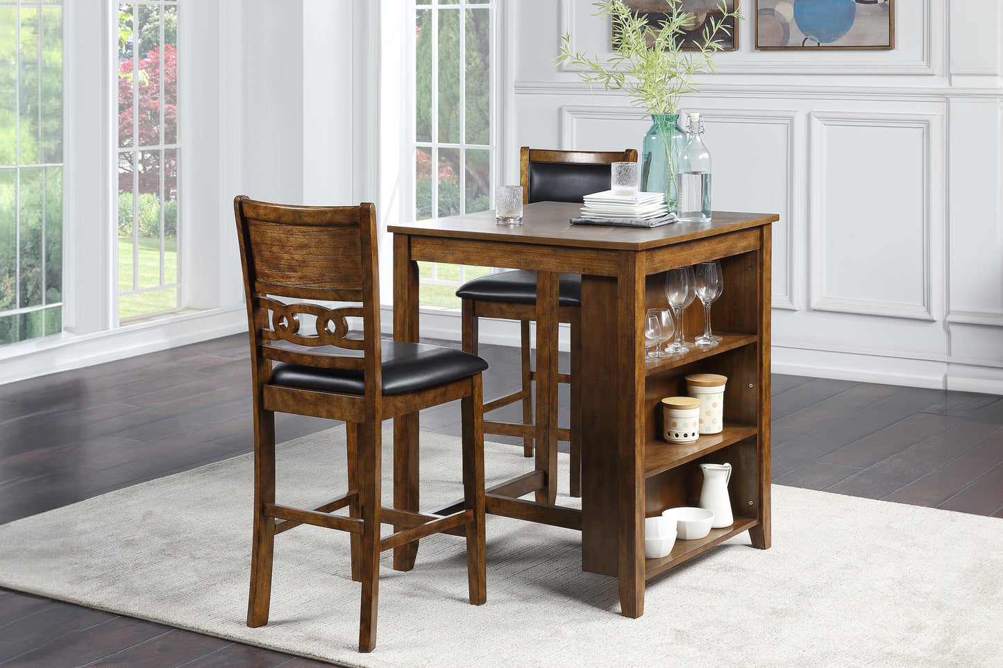 Gia 30" Storage Counter Table Set (Table + 2 Chairs)