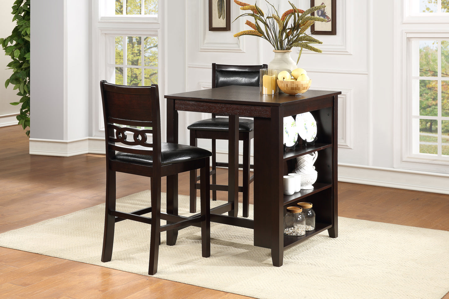 Gia 30" Storage Counter Table Set (Table + 2 Chairs)