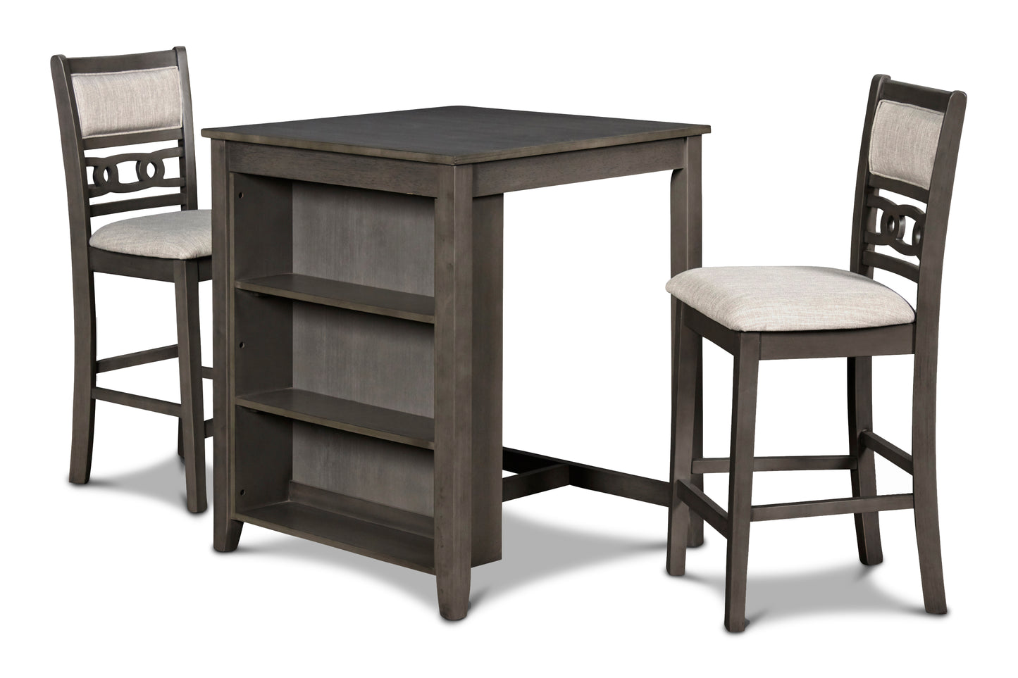 Gia 30" Storage Counter Table Set (Table + 2 Chairs)