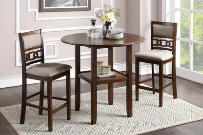 Gia 42" 3 PC Counter Height Drop Leaf Set (Table + 2 Chairs)