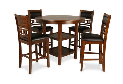 Gia 5-Piece 42" Round Counter Dining Set (Table + 4 Chairs)