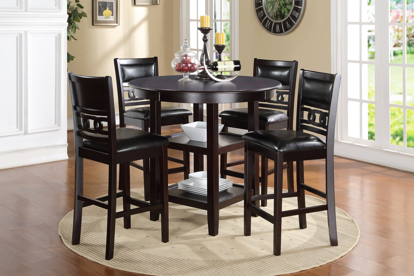 Gia 5-Piece 42" Round Counter Dining Set (Table + 4 Chairs)