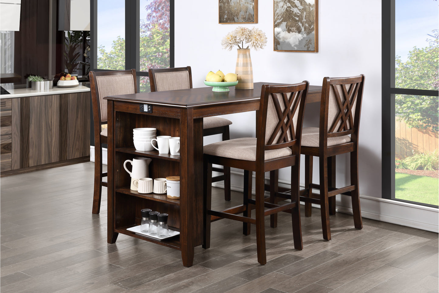 Amy Counter Dining Set with Storage (5 Piece)