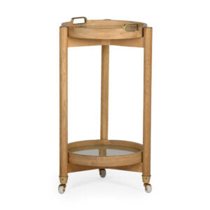 Trio Oak Round Bar Cart – Natural