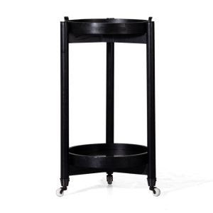 Trio Oak Round Bar Cart – Charcoal