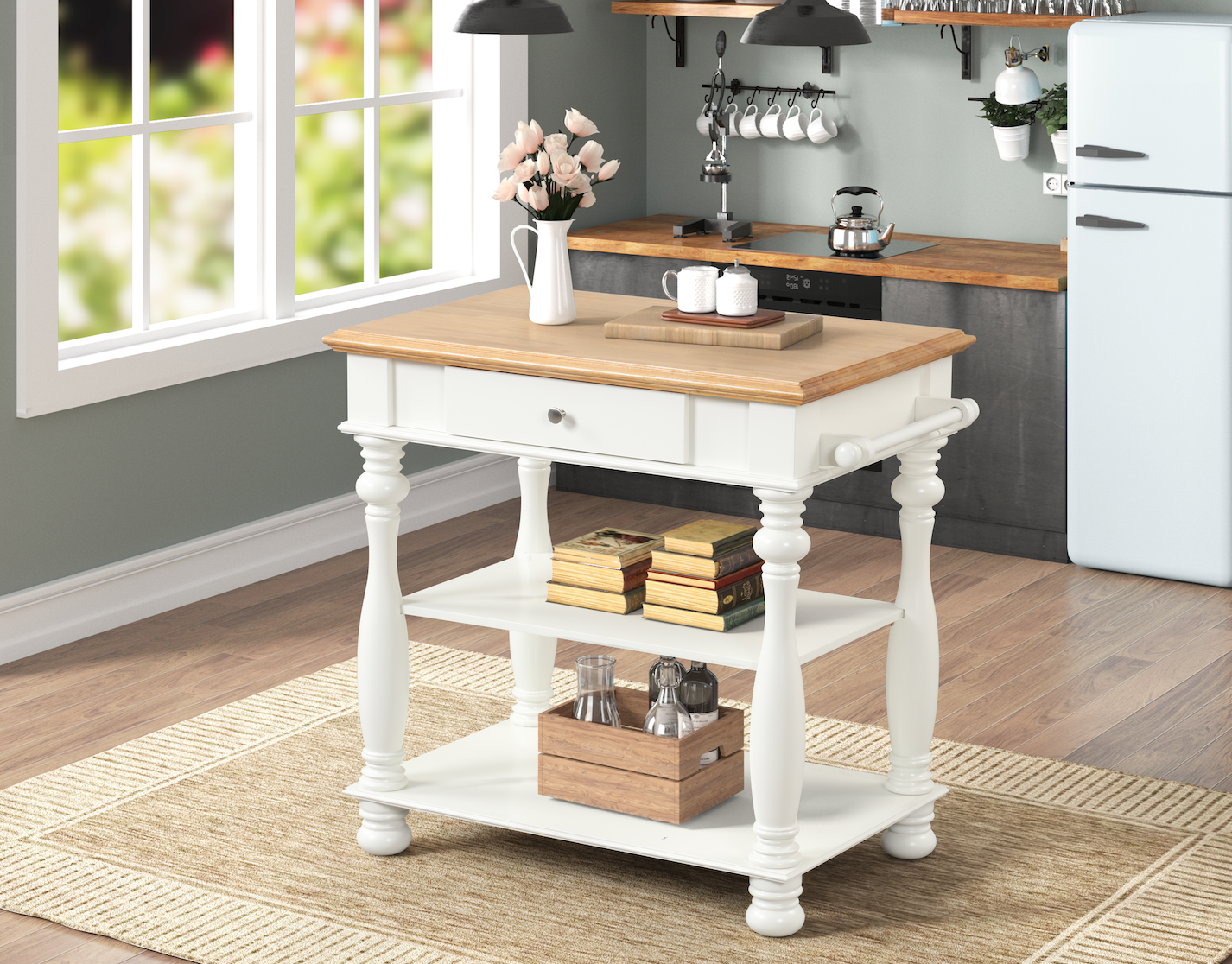 Avondale White Kitchen Island