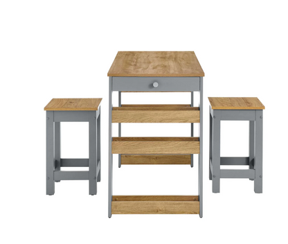 Galley 3-Piece Kitchen Island And Stool Set By Modway