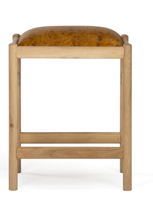 Dove Oak Leather Counter Stool – Caramel