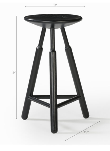 Dowel Solid Oak Counter Stool – Charcoal